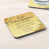 Gratis champagne goudgele bloemen kurk rug bier onderzetter (Linkerzijde)
