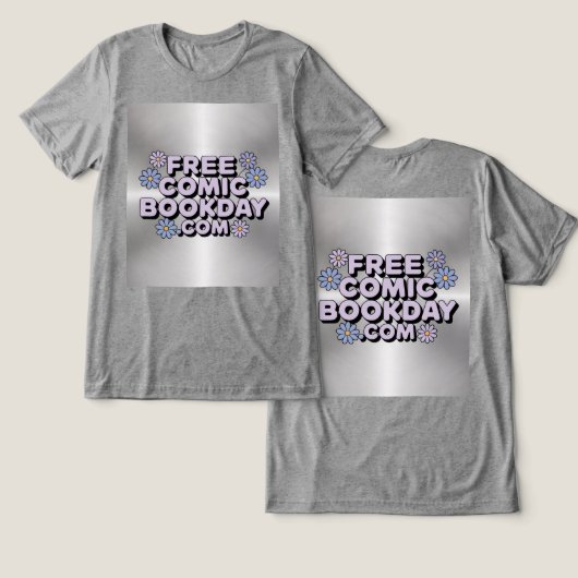 Gratis Comic Book Day Grijs T-shirt (Ontwerp Voorkant & Achterkant)