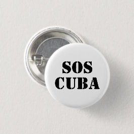 Gratis Cuba SOS Cuba zwarte en witte knop Ronde Button 3,2 Cm