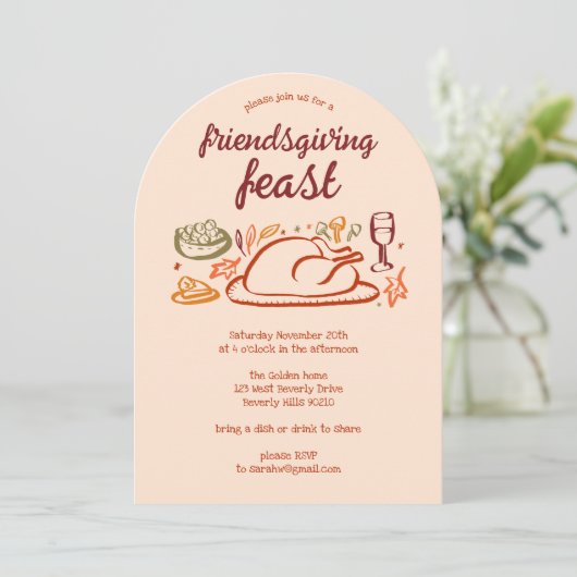 Gratis Dankdag Vriendendag Diner ARCH Kaart (Staand voorkant)