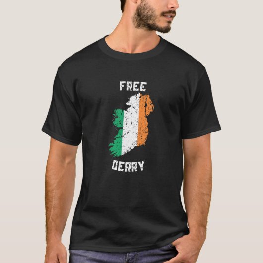 Gratis Derry Ierland Kaart T-shirt (Voorkant)