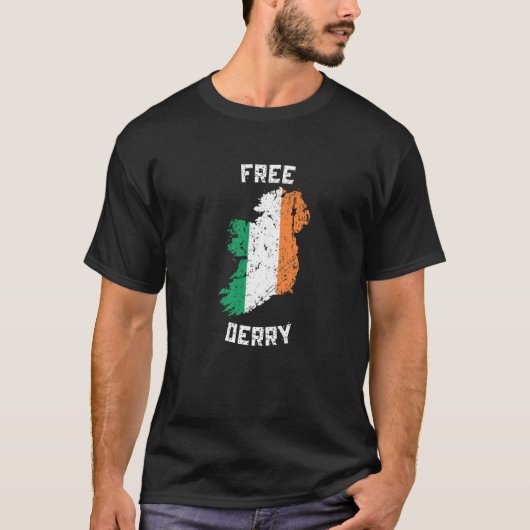 Gratis Derry Ierland Kaart T-shirt (Voorkant)