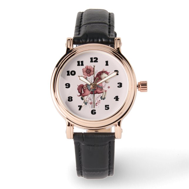 Gratis Draaimolen Paard Afbeelding Horloge (Voorkant)