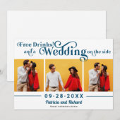 Gratis Drank Casual Bruiloft Save The Date 3 Foto Kaart (Voorkant / Achterkant)