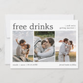 Gratis Drank Drie Verlovingsfoto's Trouwen Save The Date (Voorkant)