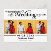 Gratis Drank Informele Bruiloft Save The Date 3 Fo Briefkaart (Voorkant)