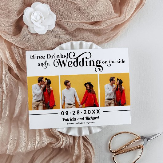 Gratis Drank Informele Bruiloft Save The Date 3 Fo Briefkaart