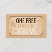 Gratis drank Retro Winterfeestkaart of ticket (Voorkant)
