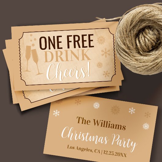 Gratis drank Retro Winterfeestkaart of ticket