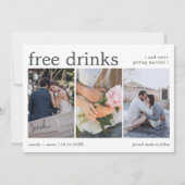 Gratis Dranken Drie Foto Huwelijksbevestiging Save The Date (Voorkant)