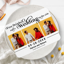 Gratis Dranken Huwelijk Save The Date 3 Foto Magne Magneet