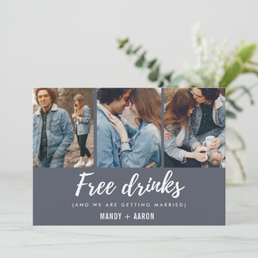 Gratis Dranken Script Foto Huwelijk Bewaar de Datu Save The Date (Staand voorkant)