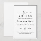 Gratis drankjes Bewaar de datum kaart (Voorkant / Achterkant)