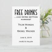 "Gratis drankjes" bewaar de datum Save The Date (Staand voorkant)