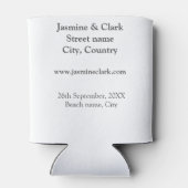 Gratis drankjes bewaar de datum strand bruiloft vo blikjeskoeler (Achterkant)