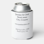 Gratis drankjes bewaar de datum strand bruiloft vo blikjeskoeler (Blikje Achterkant)