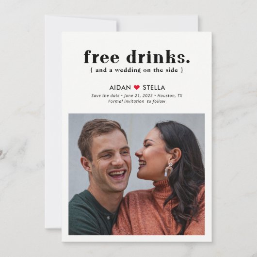 Gratis drankjes bewerkbare kleur leuke save the da feestdagenkaart (Voorkant)