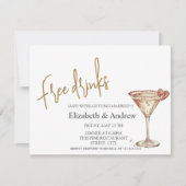 Gratis drankjes, Chic champagneglas hart Kaart (Voorkant)