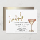 Gratis drankjes, Chic champagneglas hart Kaart (Voorkant / Achterkant)