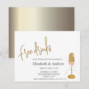 Gratis drankjes, chic champagneglas  kaart
