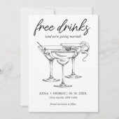 Gratis drankjes Cocktail Foto Grappig Huwelijk Save The Date (Voorkant)