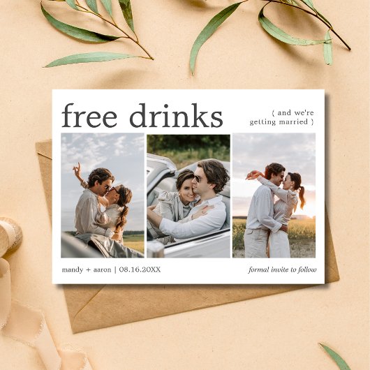 Gratis Drankjes Drie Verloving Foto Huwelijk Save The Date