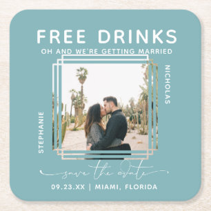 Gratis drankjes Foto Save the Date Kartonnen Onderzetters