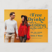 Gratis drankjes grappige informele bruiloft Save T Briefkaart (Voorkant)