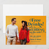 Gratis drankjes grappige informele bruiloft Save T Kaart (Voorkant / Achterkant)
