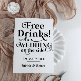 Gratis drankjes grappige informele bruiloft save t kaart