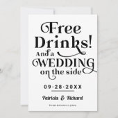 Gratis drankjes grappige informele bruiloft save t kaart (Voorkant)