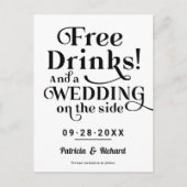 Gratis drankjes grappige informele trouwdatum Save Briefkaart (Voorkant)