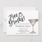 Gratis drankjes, Martini Glas Hart Bruiloft Kaart (Voorkant)