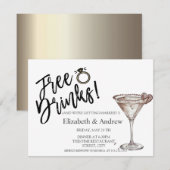 Gratis drankjes, Martini glas hart huwelijksfeest Kaart (Voorkant / Achterkant)