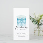 Gratis drankjes modern boog glas trendy bladwijzer save the date (Staand voorkant)