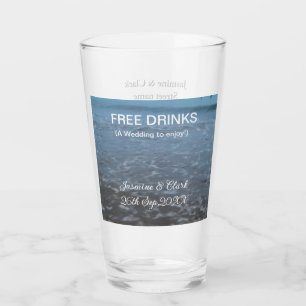 Gratis drankjes save the date strand bruiloft naam glas