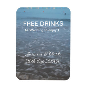 Gratis drankjes save the date strand bruiloft naam magneet