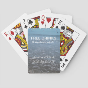 Gratis drankjes save the date strand bruiloft voeg pokerkaarten