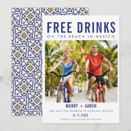 Gratis drankjes strand in Mexico Bestemming Huweli Save The Date