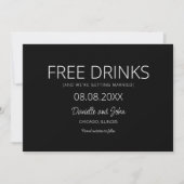 Gratis Drankjes Zwart Wit Foto Huwelijk Save The Date (Voorkant)