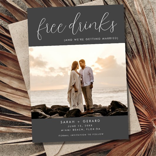 Gratis Drink Beach Destination Wedding Photo Save The Date