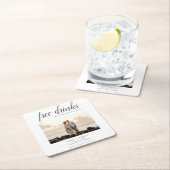 Gratis Drink Beach Wedding Photo Save the Date Kartonnen Onderzetters (Insitu)