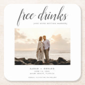 Gratis Drink Beach Wedding Photo Save the Date Kartonnen Onderzetters (Voorkant)