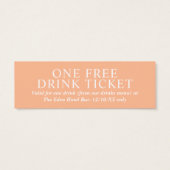 Gratis drink bruiloft voucher perzik bloesem mini visitekaartjes (Achterkant)