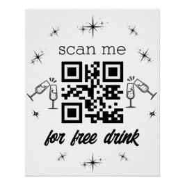 gratis drink qr - code stijlvol modern perfect poster