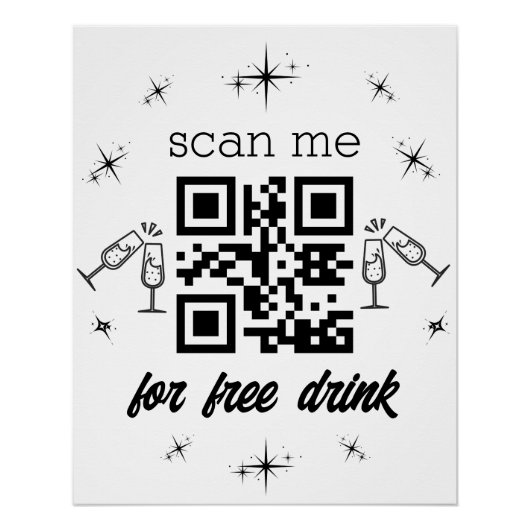 gratis drink qr - code stijlvol modern perfect poster (Voorkant)
