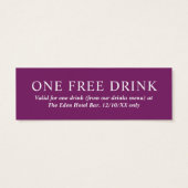 Gratis drink trouwbon paarse bloesem mini visitekaartjes (Achterkant)
