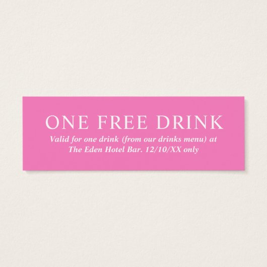 Gratis drink trouwbon roze bloesem mini visitekaartjes (Achterkant)