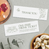 Gratis drink trouwvoucher fleur de lis sage groen mini visitekaartjes