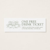 Gratis drink trouwvoucher fleur de lis sage groen mini visitekaartjes (Achterkant)